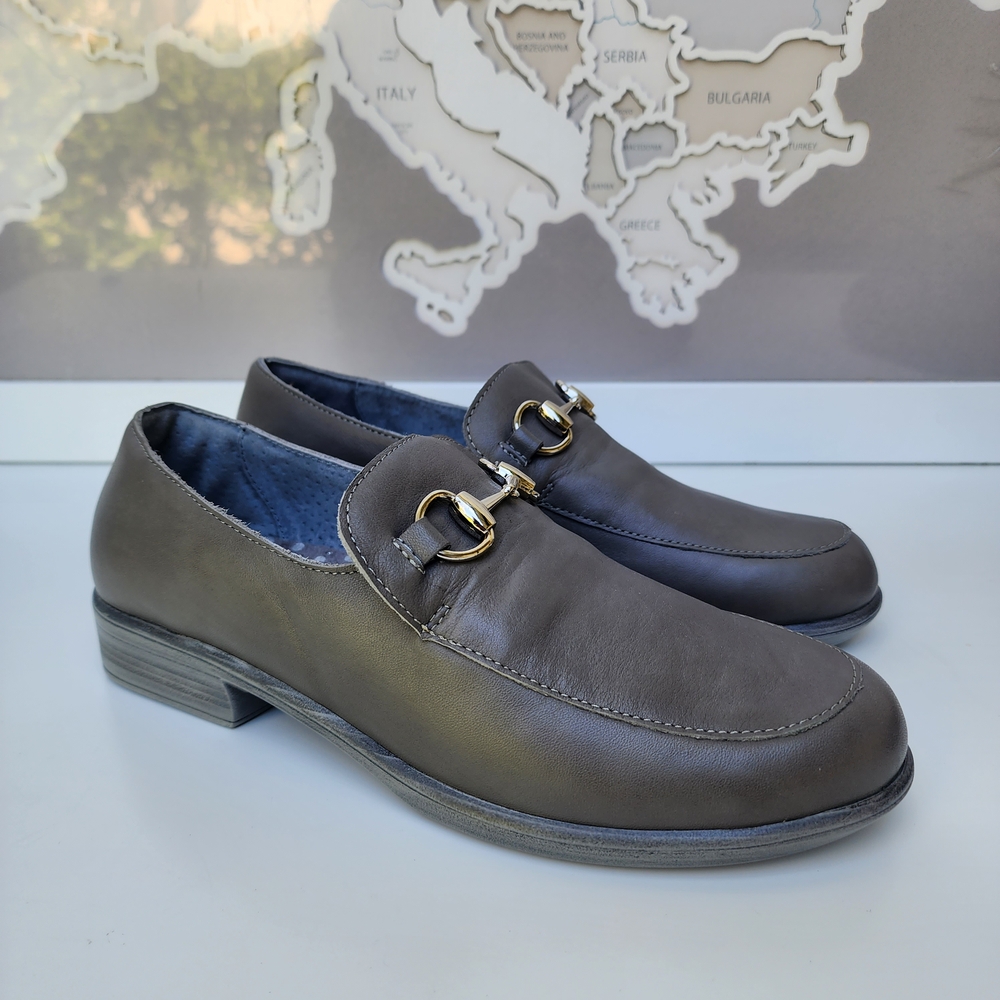 NAOT Bentu Foggy Grey Loafers Leather Size 6 or 37 NEW